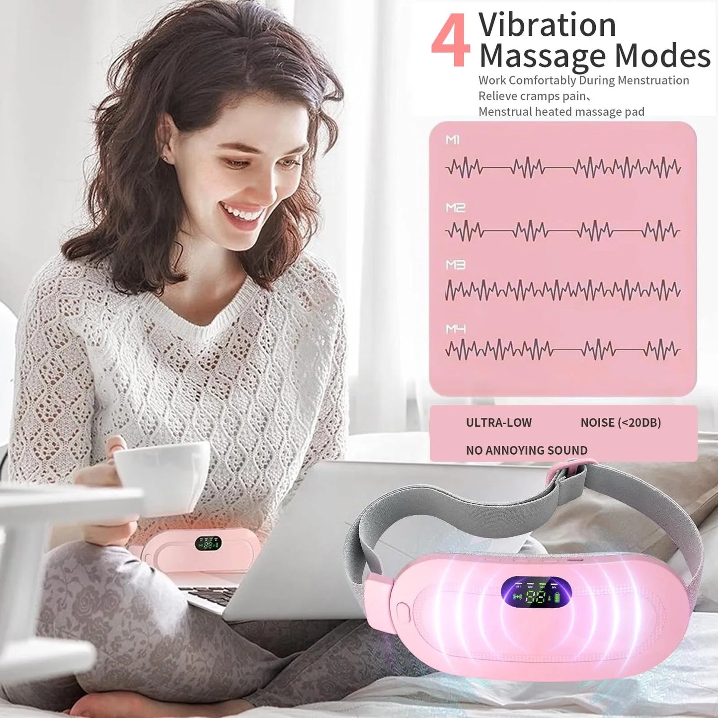 Portable Heating Pad for Period Cramps,1800Mah Cordless Period Heating Pad,3 Massage Modes Menstrual Heating Pad,Electric Rapid Fast Heating Period Cramp Heating Pad, Gifts for Women,7"1Pc