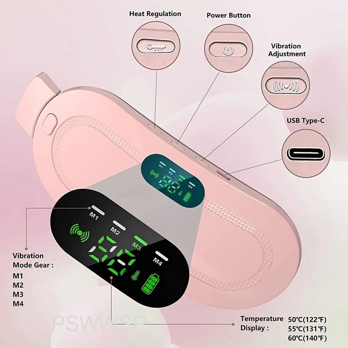 Portable Heating Pad for Period Cramps,1800Mah Cordless Period Heating Pad,3 Massage Modes Menstrual Heating Pad,Electric Rapid Fast Heating Period Cramp Heating Pad, Gifts for Women,7"1Pc