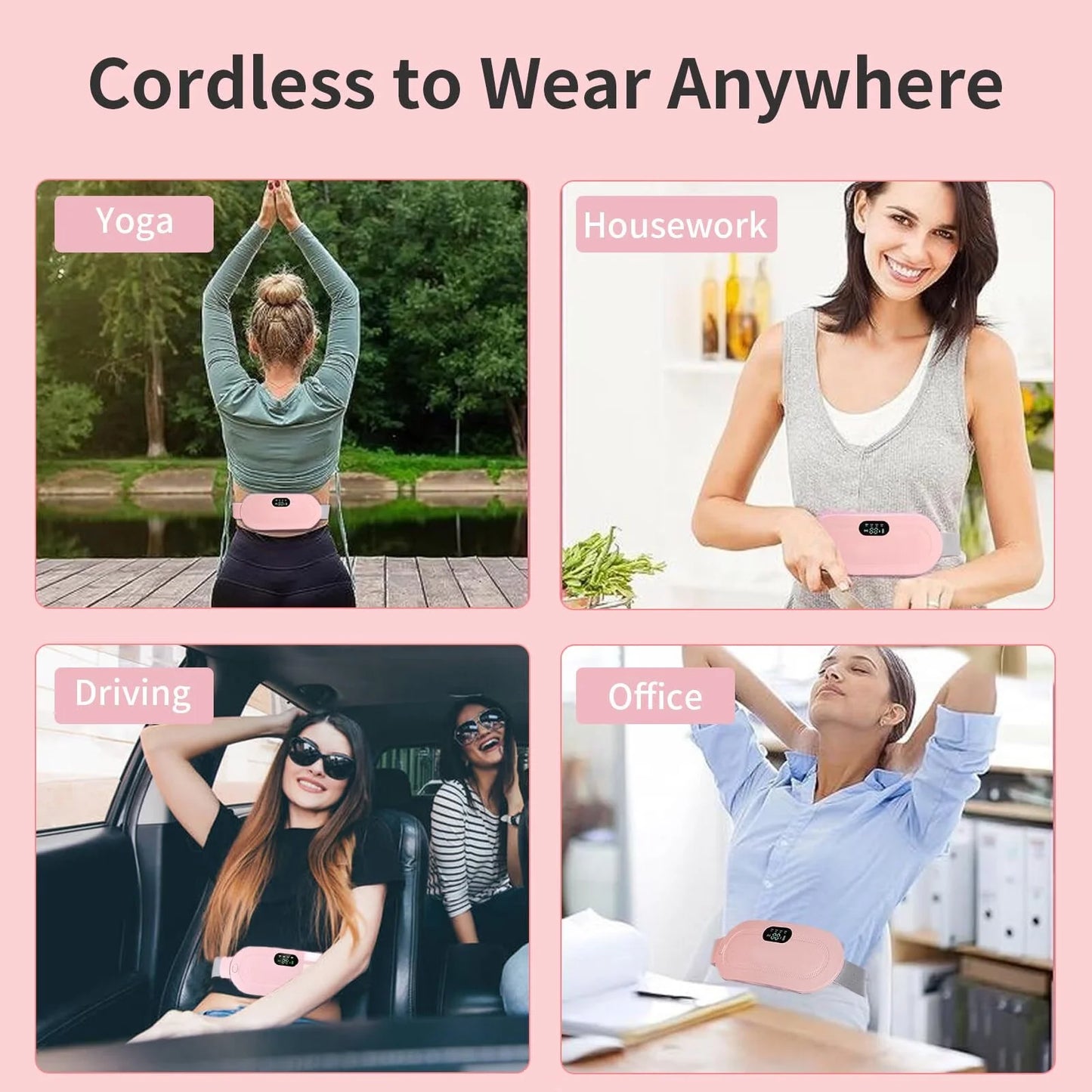 Portable Heating Pad for Period Cramps,1800Mah Cordless Period Heating Pad,3 Massage Modes Menstrual Heating Pad,Electric Rapid Fast Heating Period Cramp Heating Pad, Gifts for Women,7"1Pc